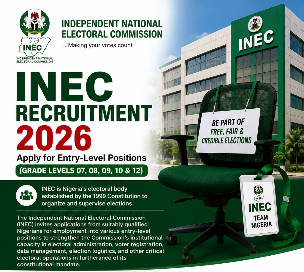 INEC Recruitment 2026: Apply for Entry-Level Positions (Grade Levels 07, 08, 09, 10 & 12)